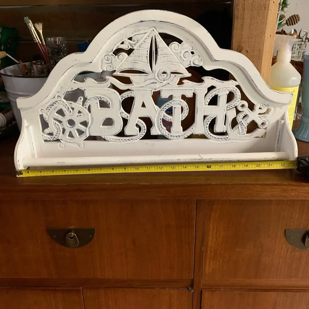 Cool Nautical beach boat and anchor, wheel and rope says bath towel holder!!